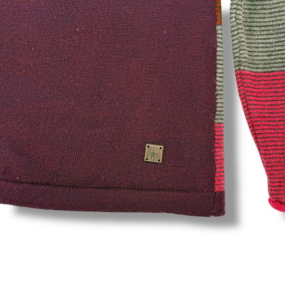 Smartwool Wool Blend Mixed Media Striped V Neck Sweater Womens Size Small Wool - Picture 2 of 6